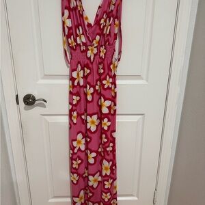 Vibrant Floral Pink Maxi Dress